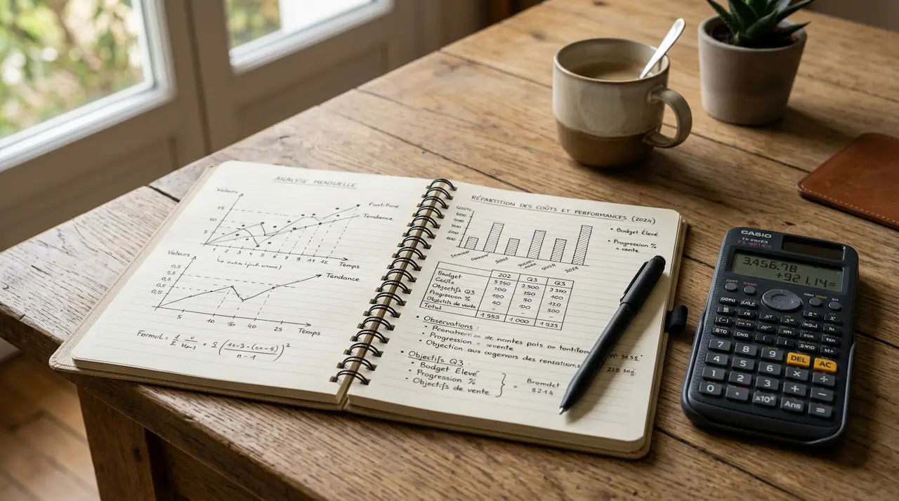 Return-analysis notebook with charts and a calculator to evaluate a rental chalet's investments
